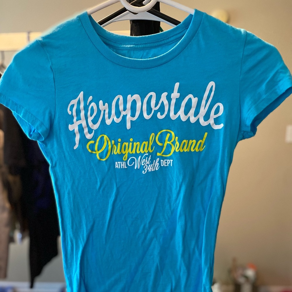 Aeropostale Blue Graphic Short Sleeve Crewneck T-shirt Small